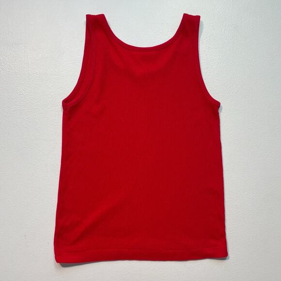 Vintage 80's Red Ribbed Tank Top / Sz M / Sleeveless / Normandee Rose / Minimal - Picture 2 of 9